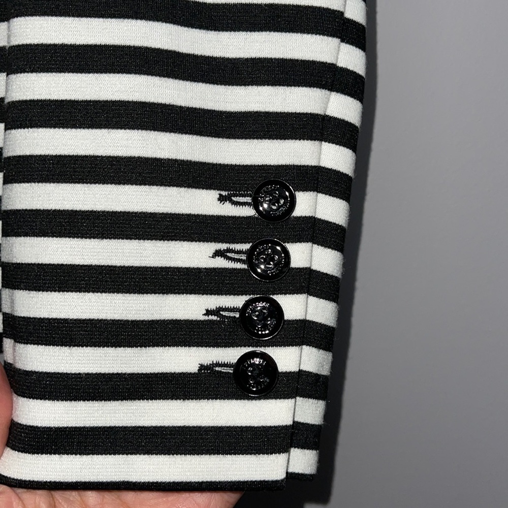 Blk/Wht Striped Cotton Blazer - Picture 5 of 5